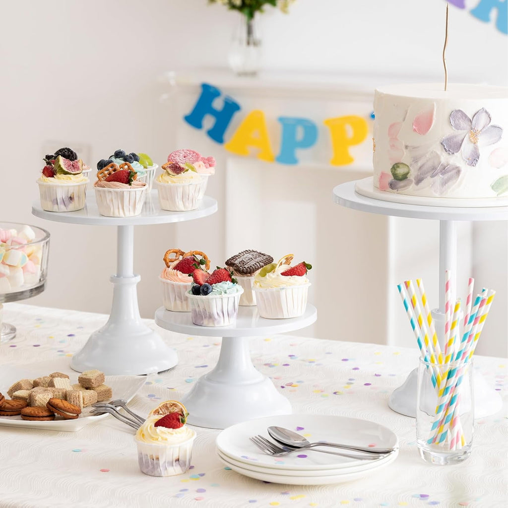 3 Pcs Cake Stand,White Cake Stand Set Disc Diameter 8" 10" 12"Round Dessert Stand  for Birthday Parties, Weddings, Baby Shower(White)