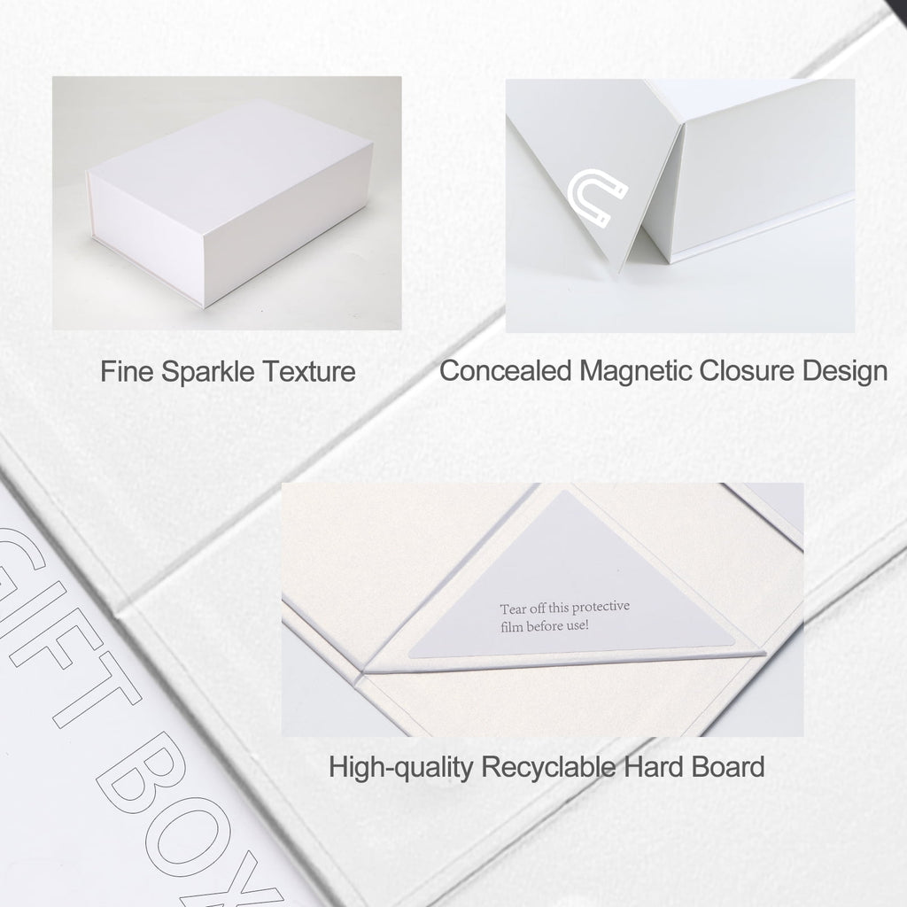 Premium White 13.8x9x4.3 Gift Boxes in a 4-piece set Magnetic Closure, Eco-Friendly, Space-Saving Storage for Gifts and Home Decor