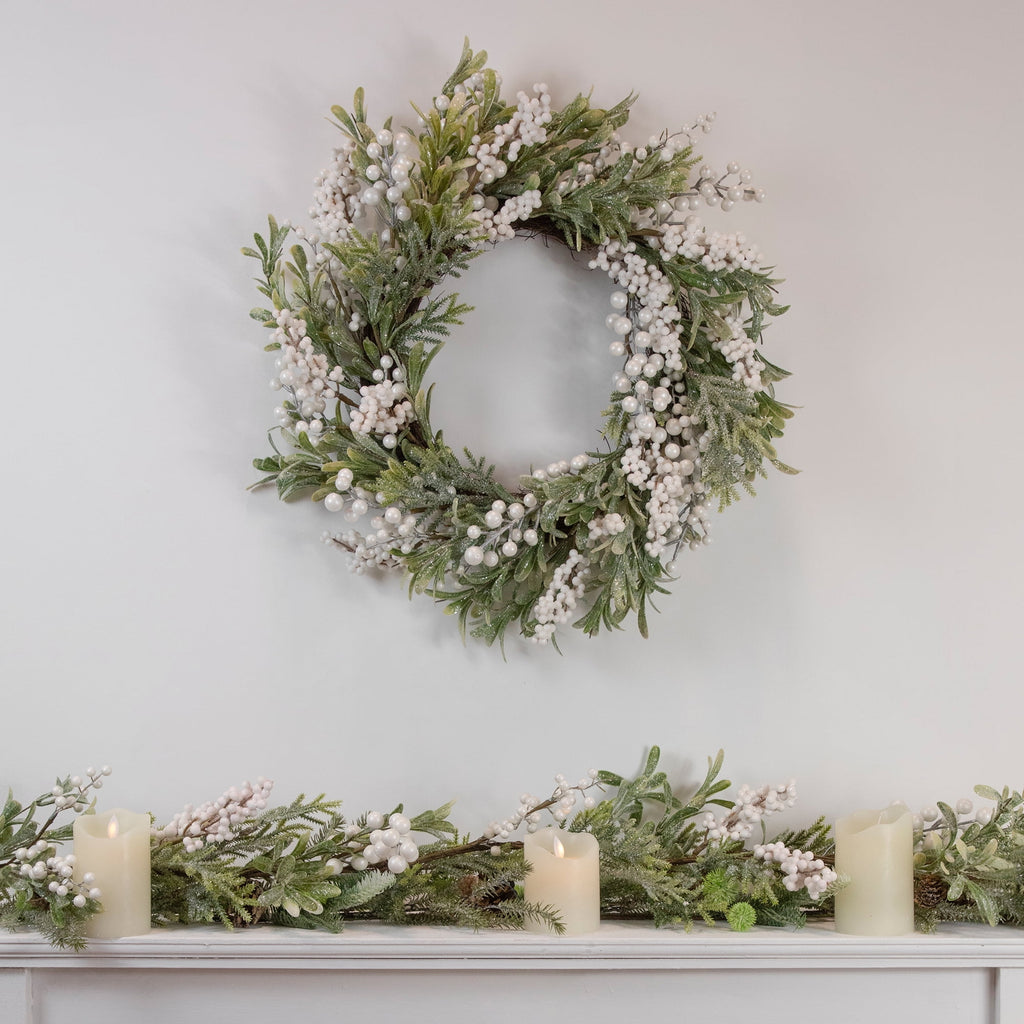 Northlight Artificial Christmas Garland with Frosted Foliage and Pinecones - 5' x 8" - Unlit
