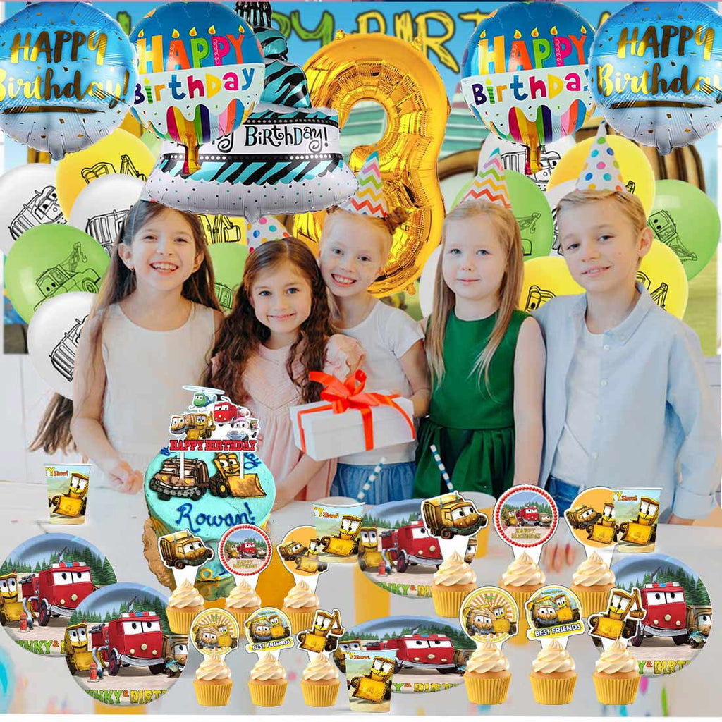 The Stinky and Dirty Show Balloons Party Supplies 3rd Decor Tableware Birthday Cake Topper Decorations Banner Backdrop