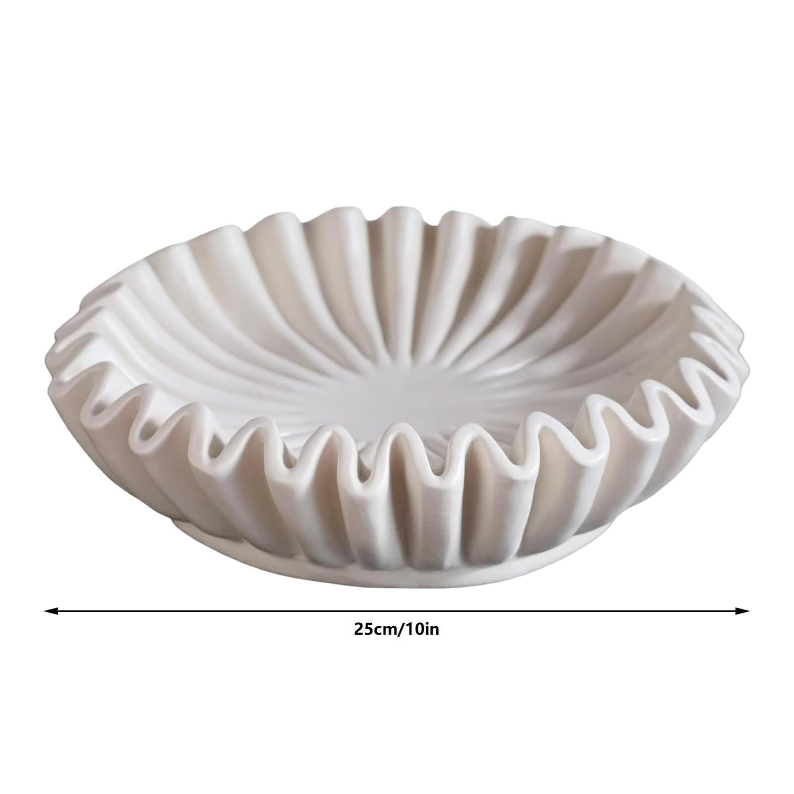 XUYAN Ruffle Bowl Decorative Bowls for Home Decor Vintage Ring Dish Fruit Bowl Ruffle Bowl Decor for Living Room Design Coffee Table Bookshelf Kitchen Table Decor, Thanksgiving Halloween Christmas