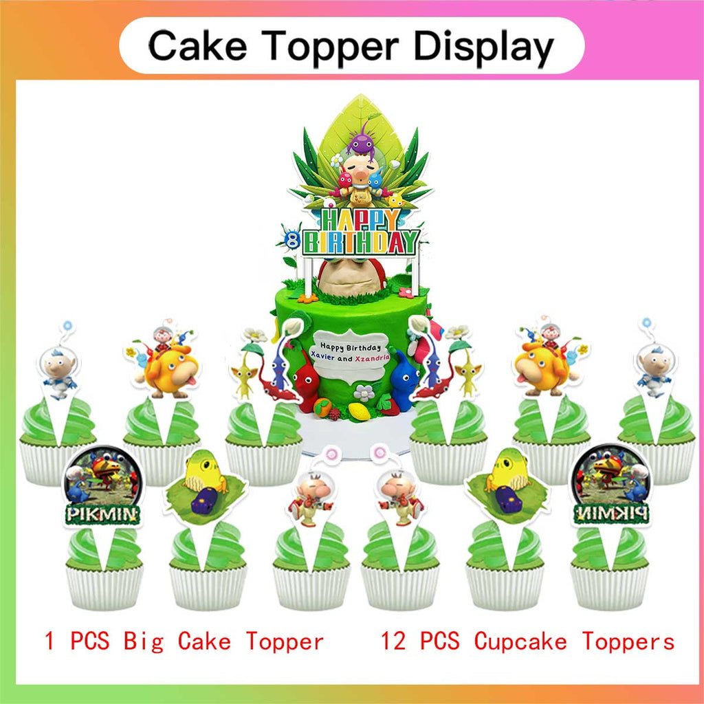 Pikmin Party Supplies Balloons Tableware Birthday Decorations Plates Banner Cake Topper Backdrop