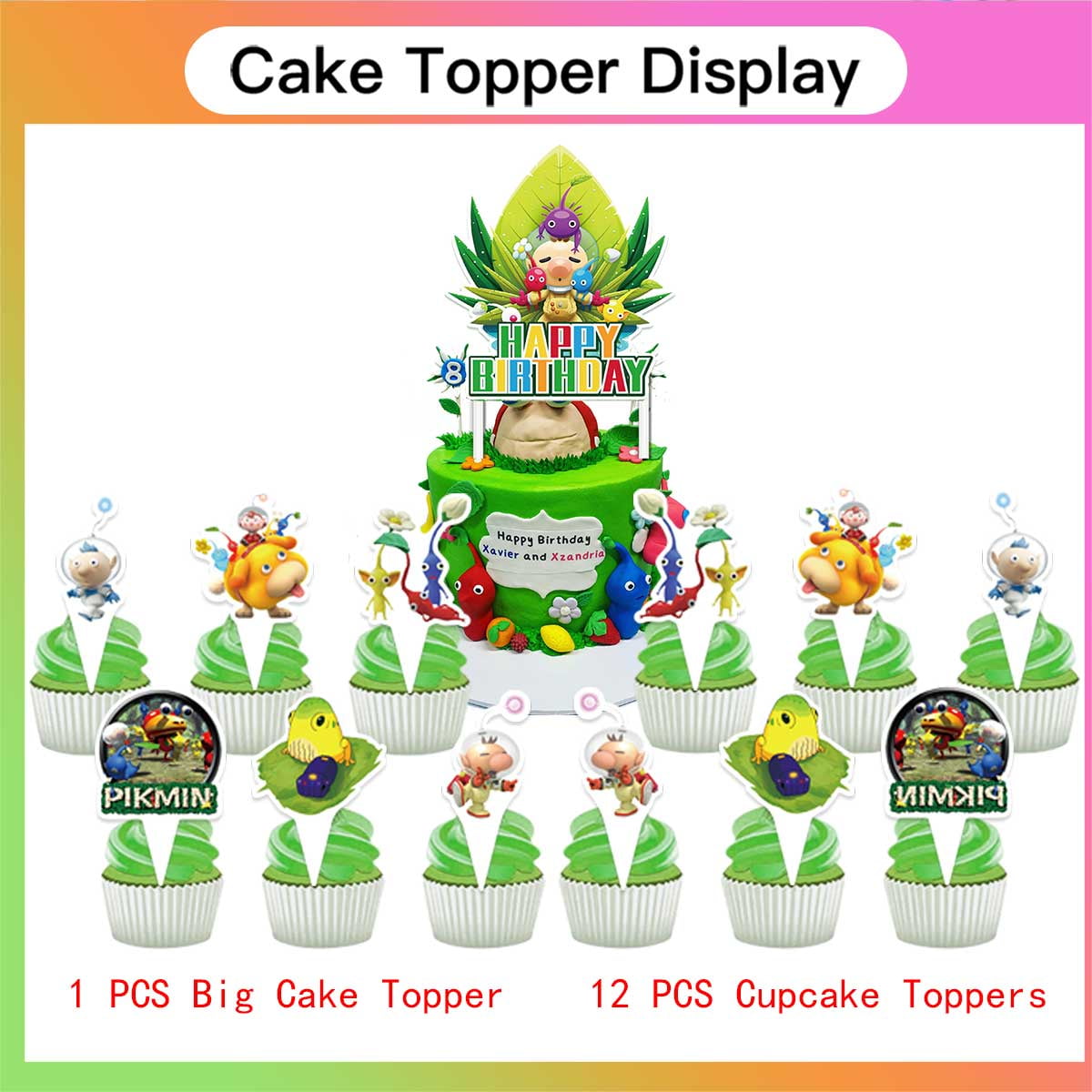 Pikmin Party Supplies Balloons Tableware Birthday Decorations Plates Banner Cake Topper Backdrop