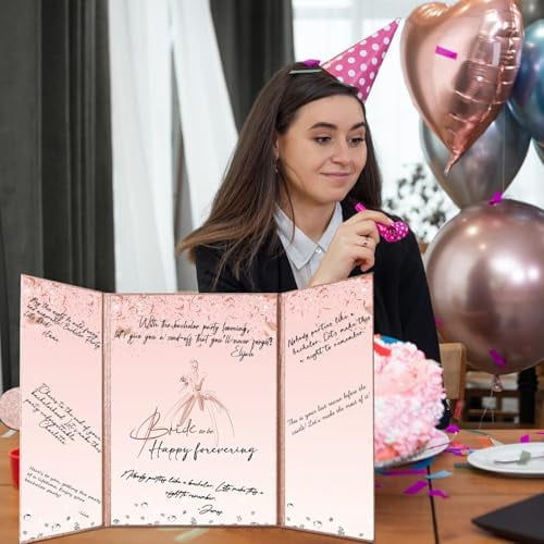 Rose Gold Bridal Shower Decorations, Bride to Be Guest Book Alternative, Bachelorette Signature Book 18" x 12", Great Bridal Shower Keepsake Gifts