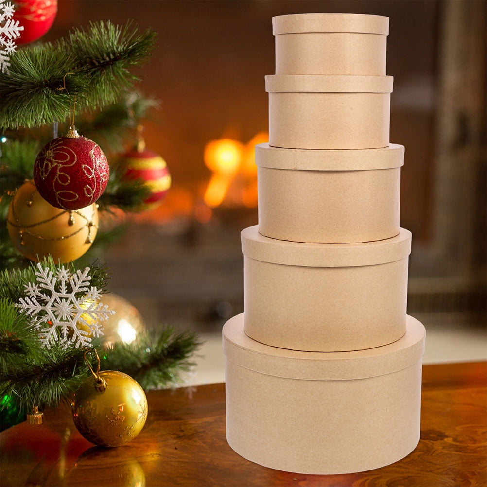 Qumonin 6pcs Multi-Functional Round Gift Boxes Gift Wrapping Boxes Round Shaped Gift Box Jewelry Storage Box Chocolate Cookie Containers