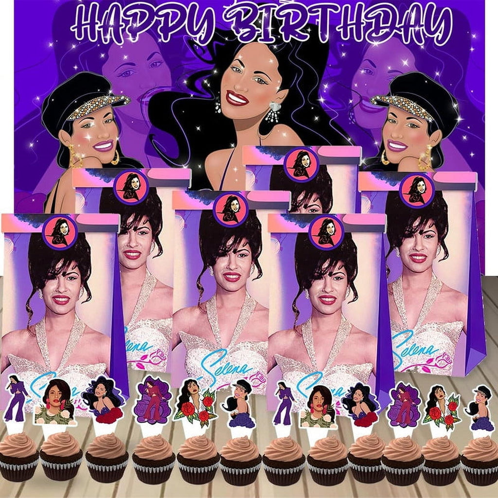 Selena Party Favor Bags Goodie Treat Decorations Candy Supplies Birthday Cake Topper Backdrop Banner