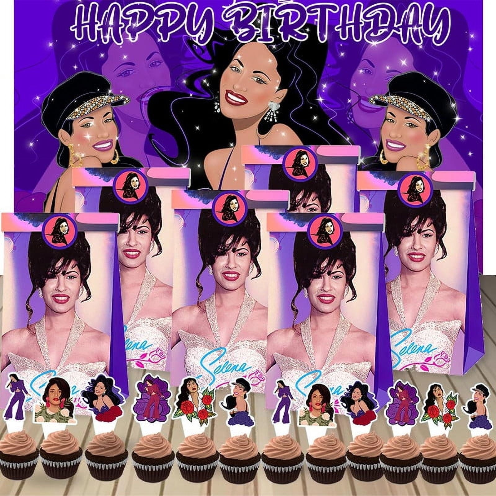 Selena Party Favor Bags Goodie Treat Decorations Candy Supplies Birthday Cake Topper Backdrop Banner