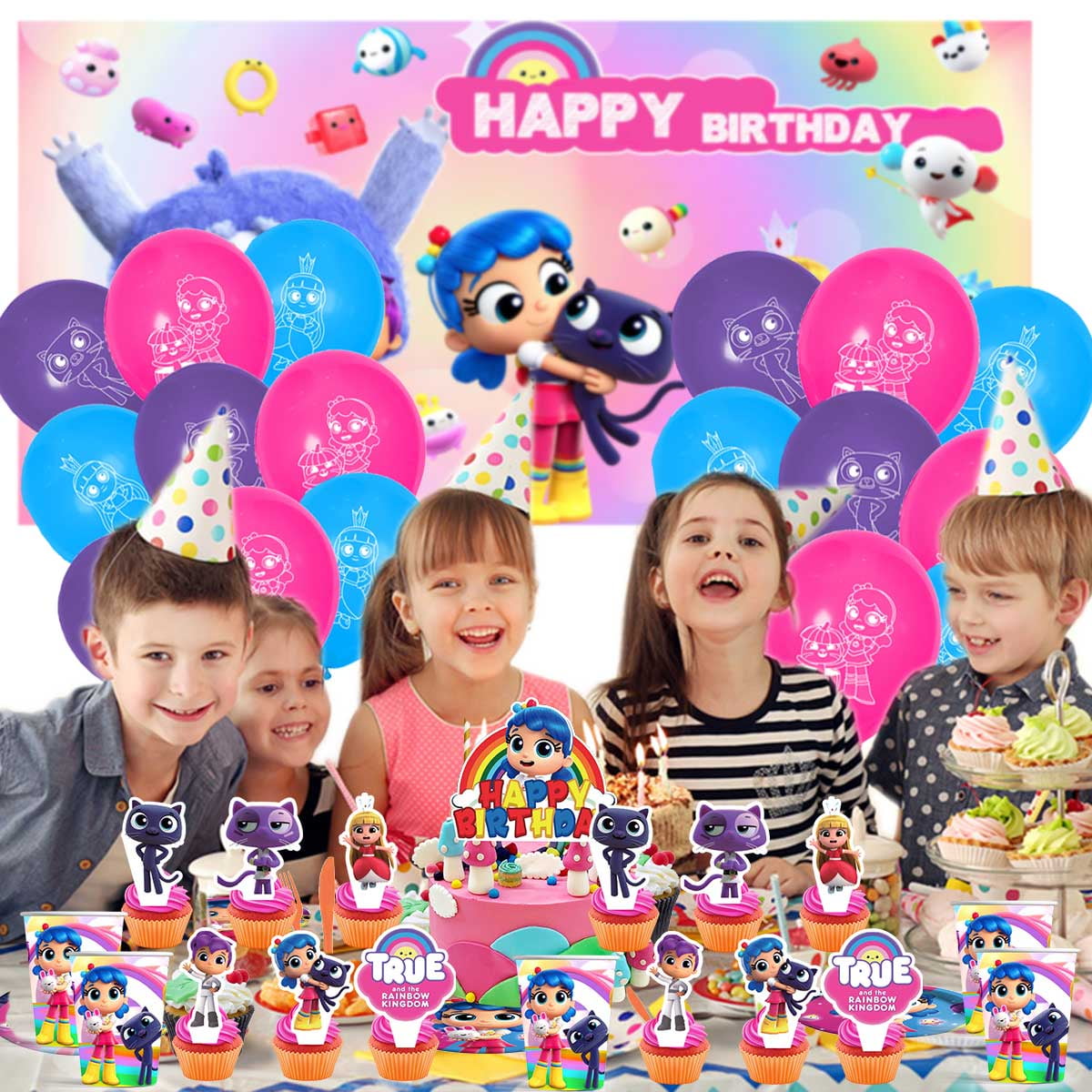 True and the Rainbow Kingdom Birthday Party Supplies Balloons Paper Plates Decoration Cake Topper Decor Tableware Banner Backdrop