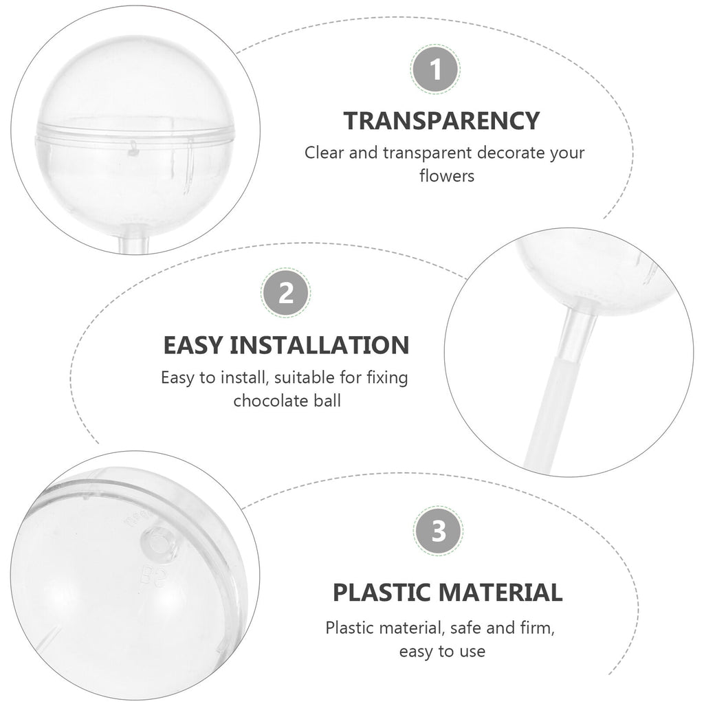 PENIKOKO Clear Support For Chocolate Wedding Bouquet Fixing Holder Transparent Plastic 100Pcs