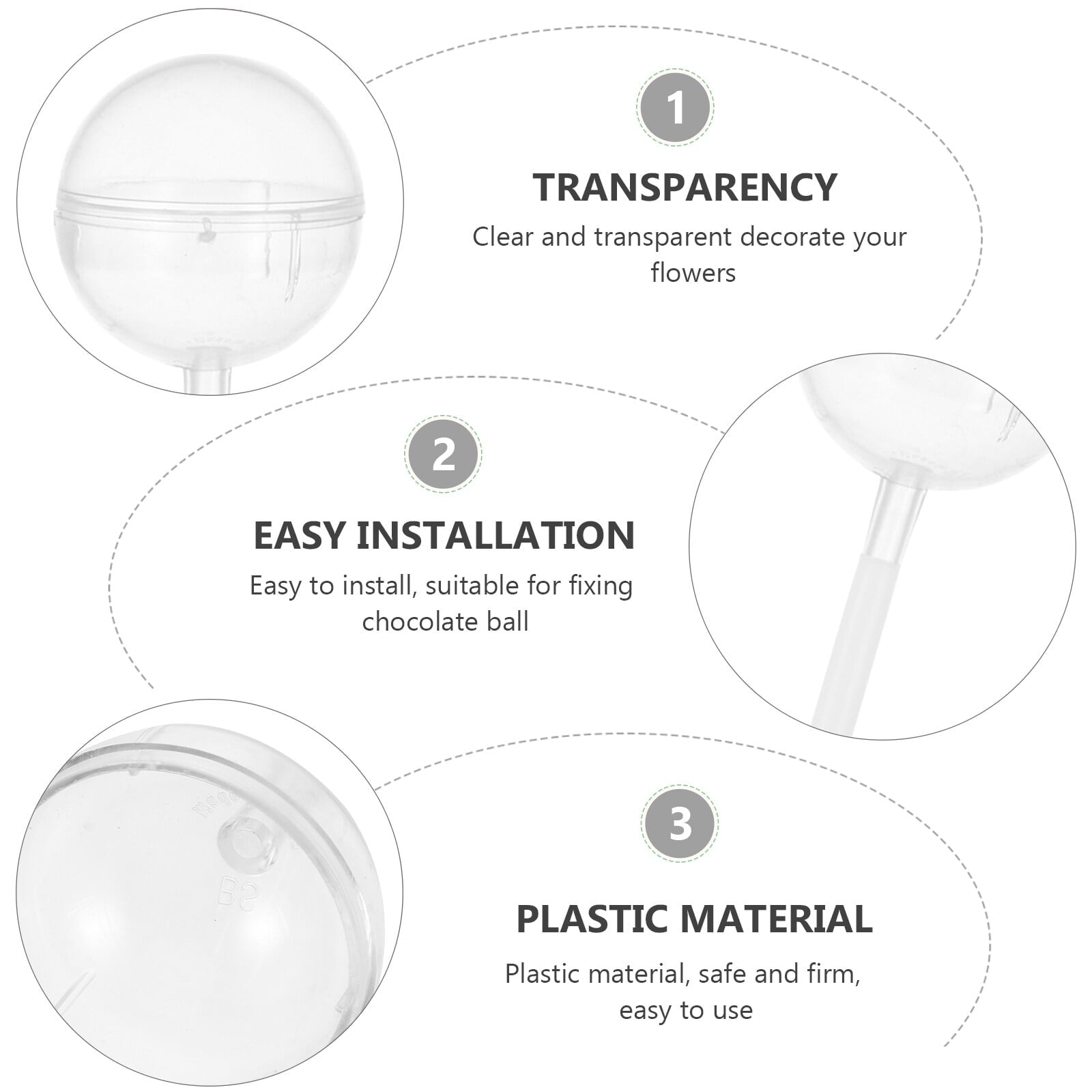 PENIKOKO Clear Support For Chocolate Wedding Bouquet Fixing Holder Transparent Plastic 100Pcs