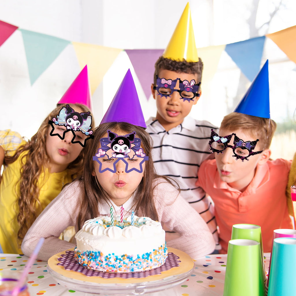 12Pcs Kuromi Themed Glasses, Party Supplies Photo Booth Prop Cartoon Character Cosplay Birthday Gift for Kids.