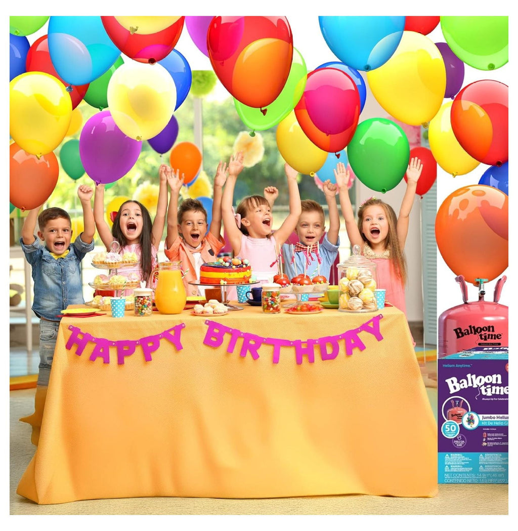 Helium for Balloons At Home, 14.9 Cu Ft Helium Balloon Pump Kit with 50 Assorted Latex Balloons, White Curling Ribbon and Balloon Tie Tool