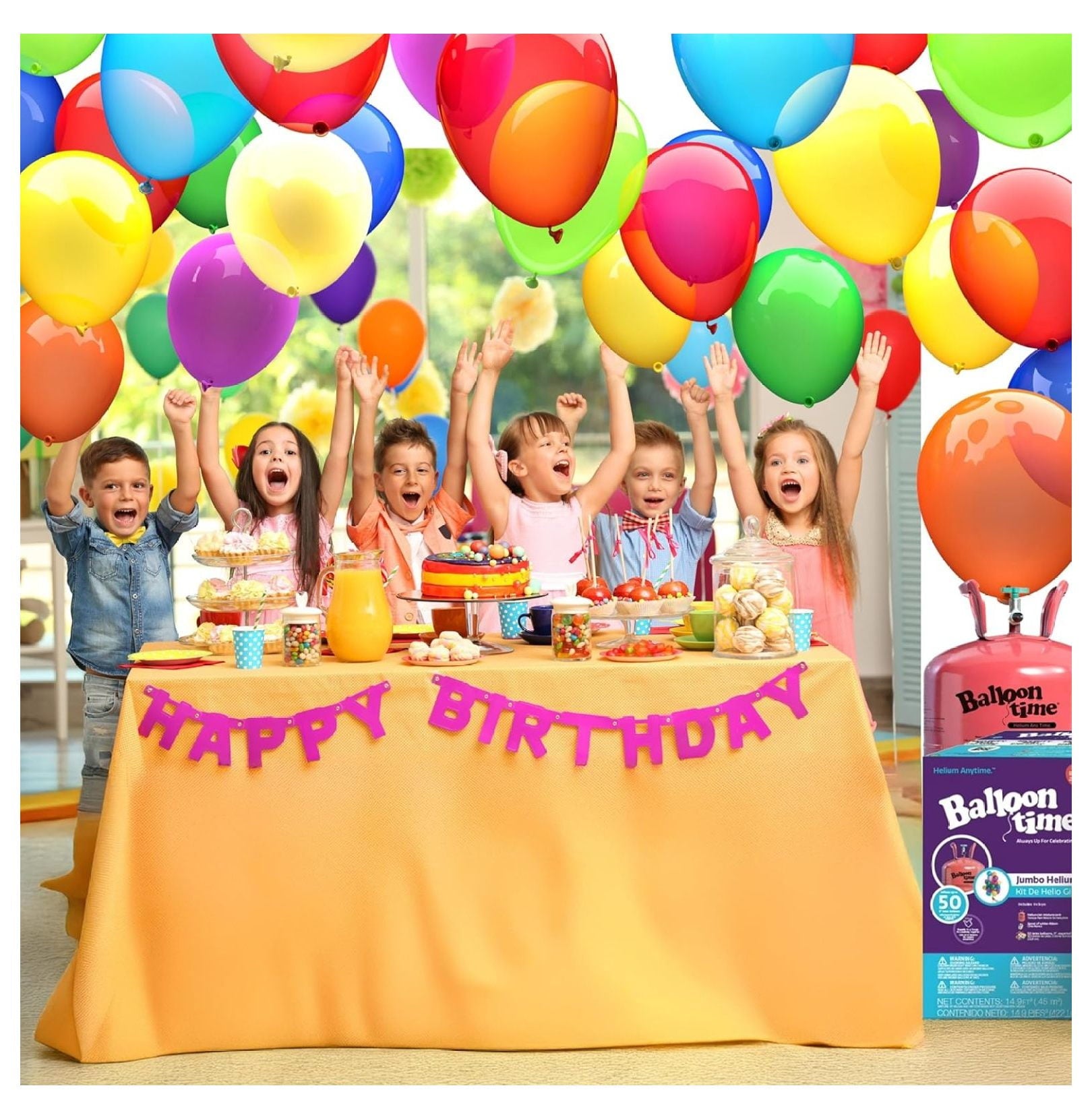 Helium for Balloons At Home, 14.9 Cu Ft Helium Balloon Pump Kit with 50 Assorted Latex Balloons, White Curling Ribbon and Balloon Tie Tool