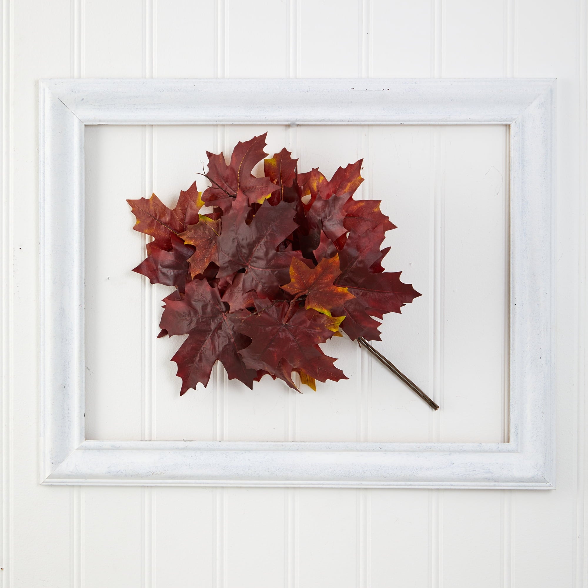 Nearly Natural 18" Autumn Maple Leaf Artificial Flower (Set of 2), Red