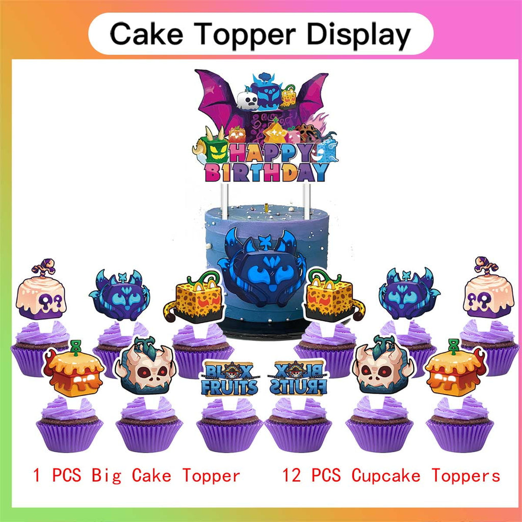 Blox Fruits Birthday Party Supplies Balloons Plates Decoration Cake Topper Decor Tableware Banner Backdrop
