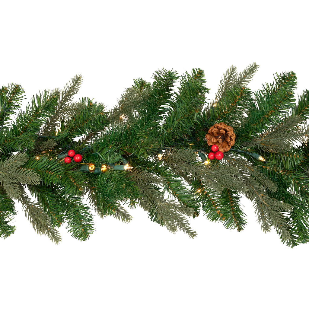 Pre-Lit Mixed Noble Spruce Garland - 9' x 14" - Clear Lights