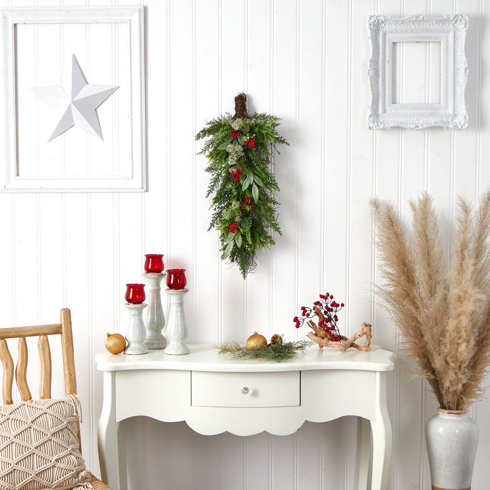 Nearly Natural 30" Cedar and Berry Artificial Christmas Swag