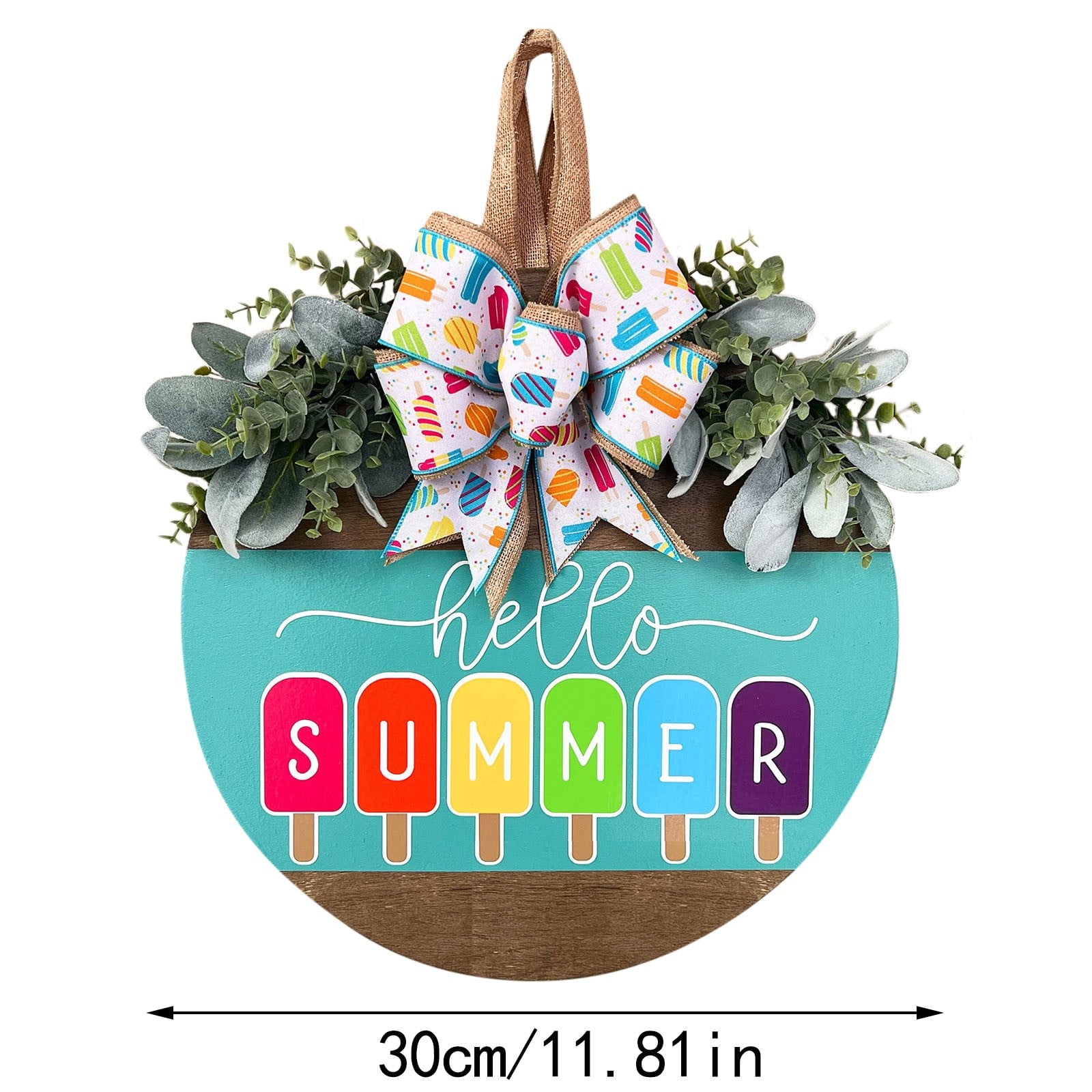Embellished Front Porch, Wooden Blue In Wreaths For Front Door, Summer Door Hanger Welcome Sign Hello Round Front Wreath Farmhouse With Bow Spring Wreaths For Outside Decor