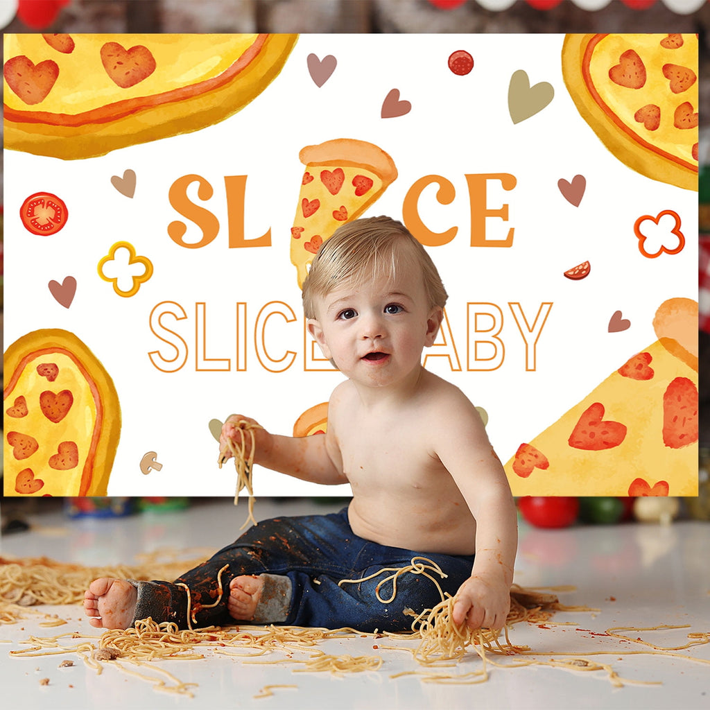 74Pcs Pizza Theme Party Decoration Set, Pizza Birthday Party Decoration Kit - Pizza theme SLICE SLICE BABY Backdrop, Sliced pizza foil balloon, Balloon Arch Garland kit for Boys Girls baby shower