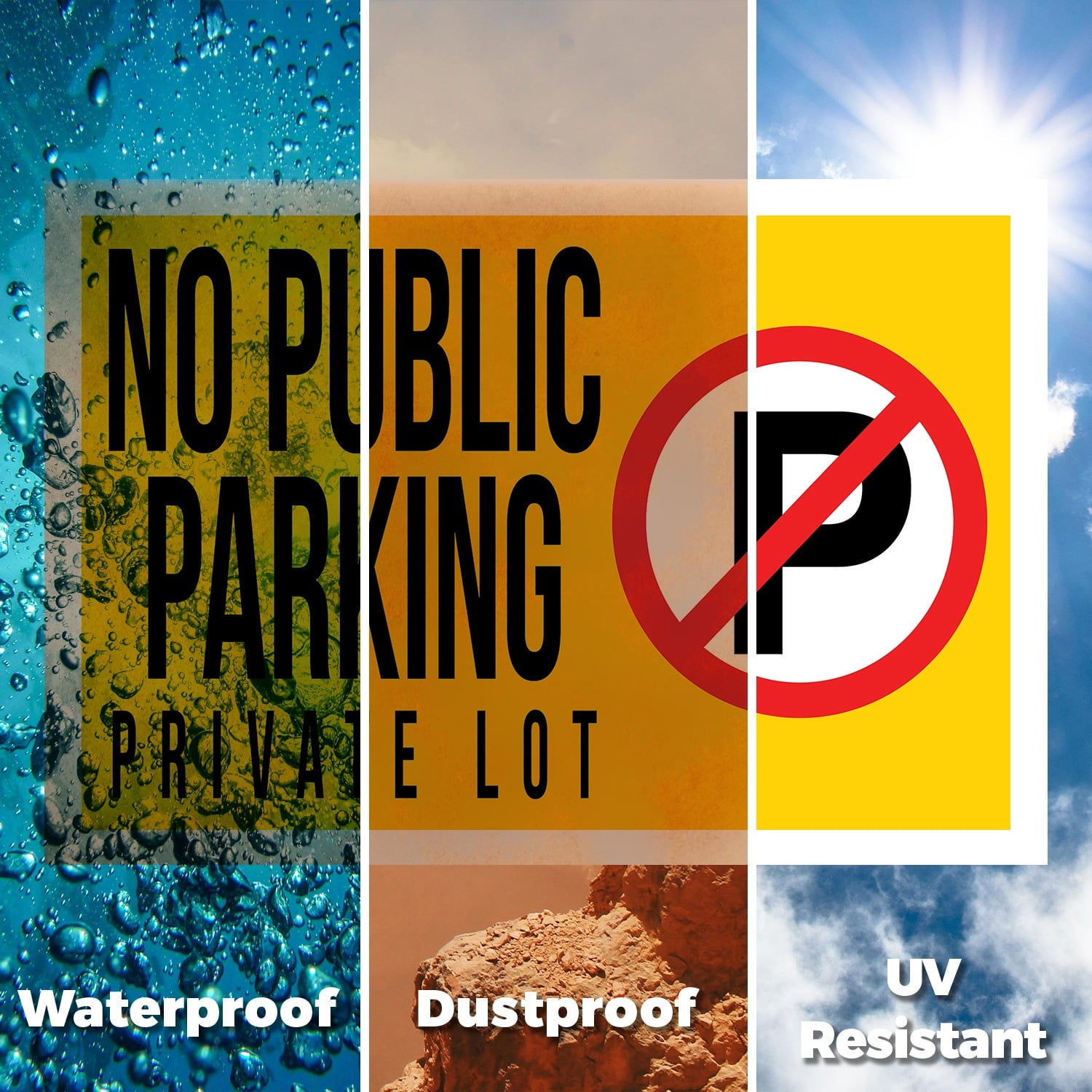 No Public Parking Private Lot Yard Sign 12 Inch x 16 Inch Double Sided Weatherproof Heavy-Duty Plastic with Stake | Clear Directions, Property Management, Outdoor Use | Made in USA
