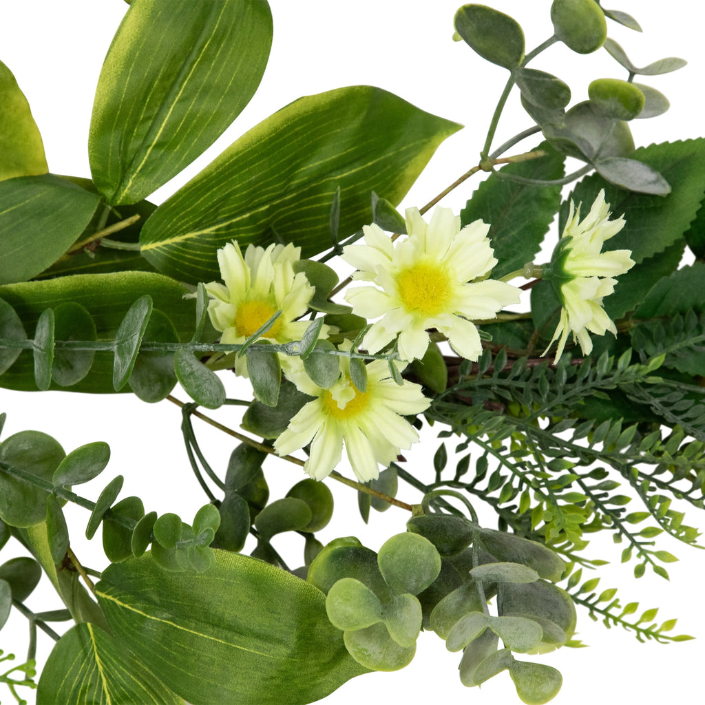 Mixed Foliage and Daisy Spring Garland - 5'