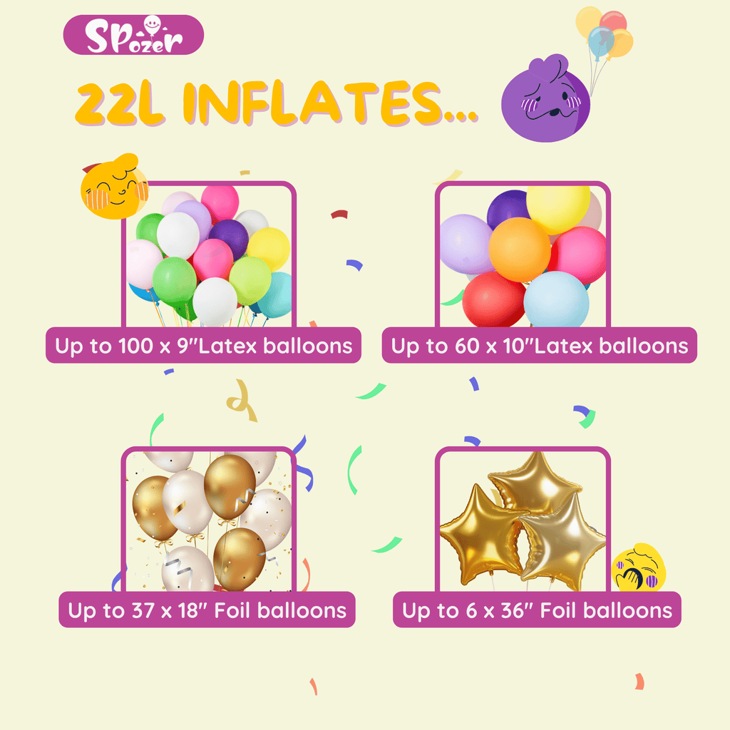 Spozer 22L Helium Tank  up to 100 Latex Balloons at Home Helium  Kit Blend for Birthdays Anniversaries Parties