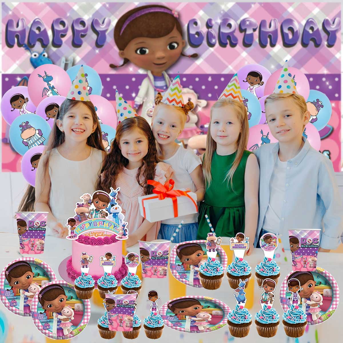 Doc Mcstuffins Birthday Party Supplies Balloons Plates Decoration Cake Topper Decor Tableware Banner Backdrop