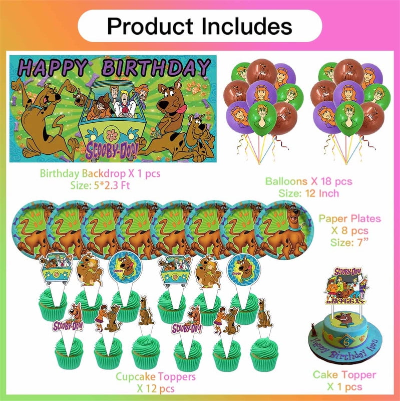 Scooby doo Party Supplies Balloons Tableware Decorations Birthday Plates Cake Topper Decor Banner Backdrop