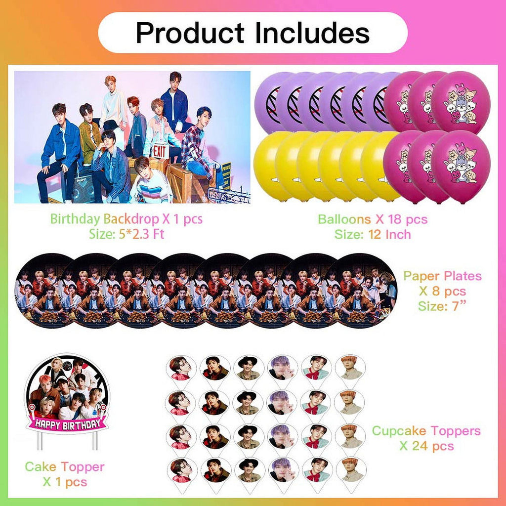 Stray Kids Party Supplies Plates Decorations Birthday Cake Topper Banner Decor Backdrop Balloons