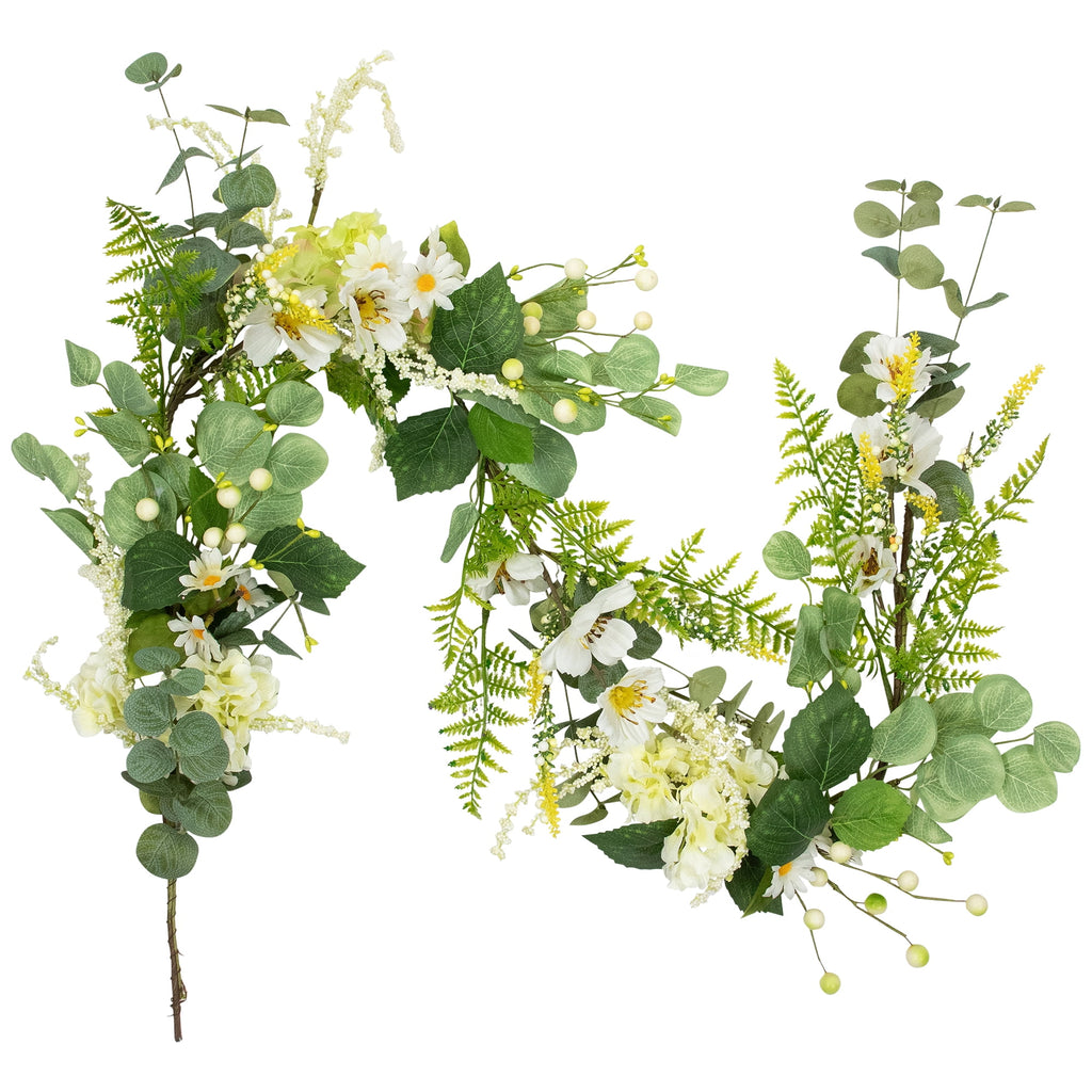Northlight Hydrangea and Eucalyptus Artificial Floral Spring Garland - 5'