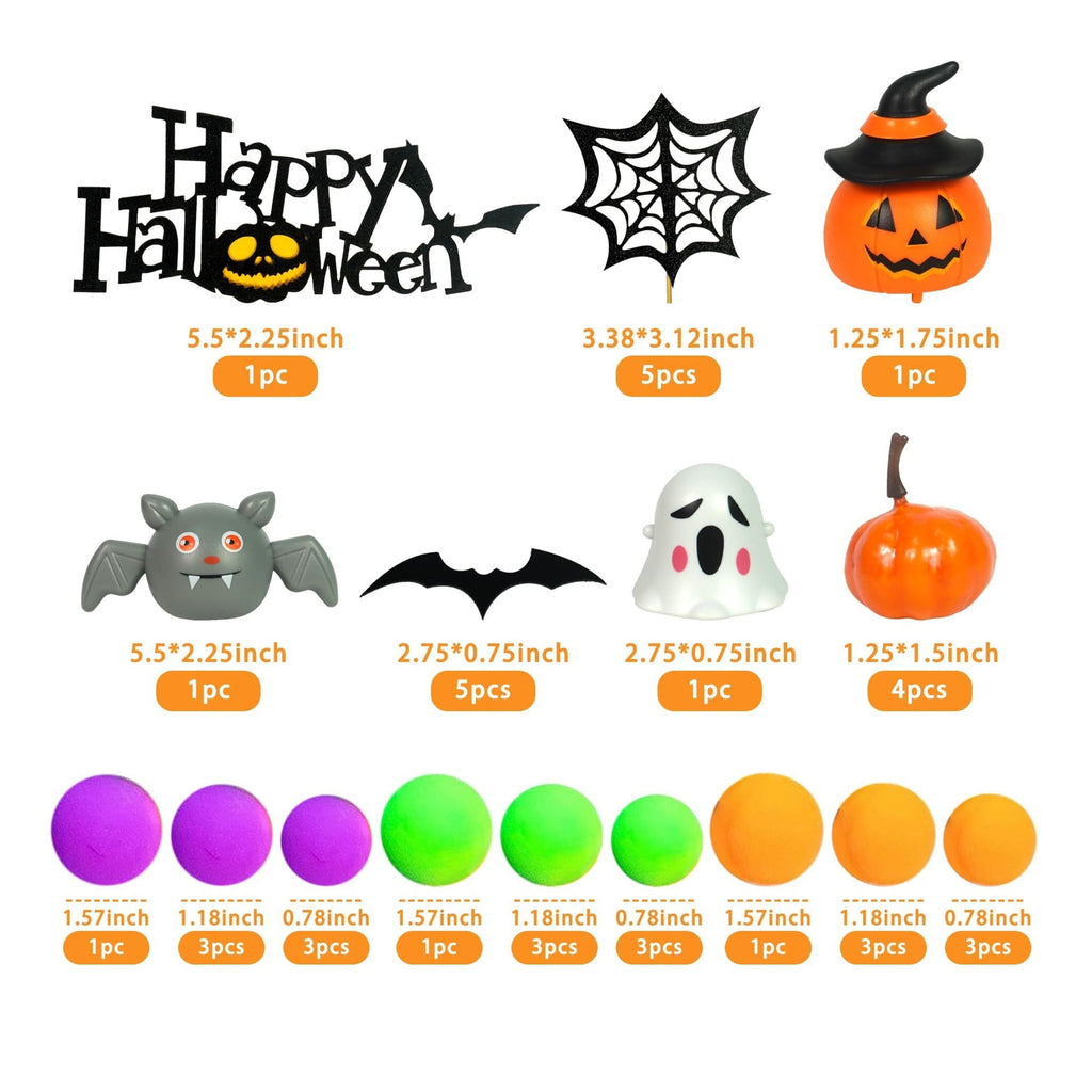 Zhoulg Halloween Cake Toppers 3D Pumpkin Bat Ghost Cake Balls Cake Decorations Happy Halloween Cake Topper For Halloween Party Supplies (Style 01)