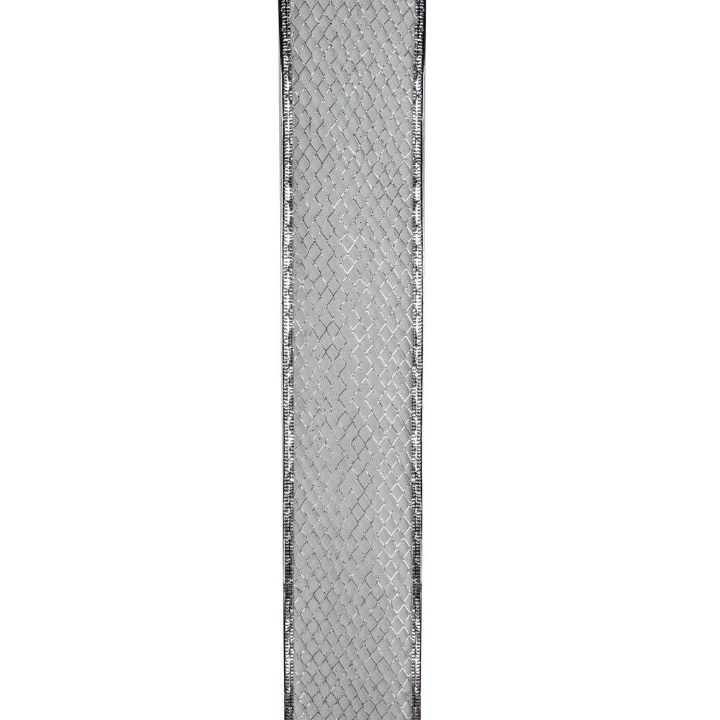 Northlight Pack of 12 Glittering Silver Metallic Lattice Christmas Wired Craft Ribbons - 2.5" x 120