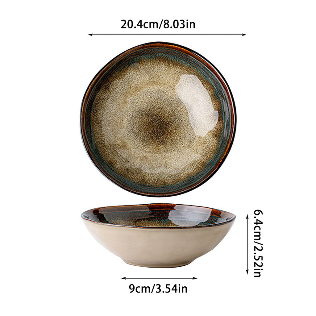 CHIKANSTORE Ceramic Bowls, Hand-designed Kitchen Table Decorative Plates,8X2.5inch