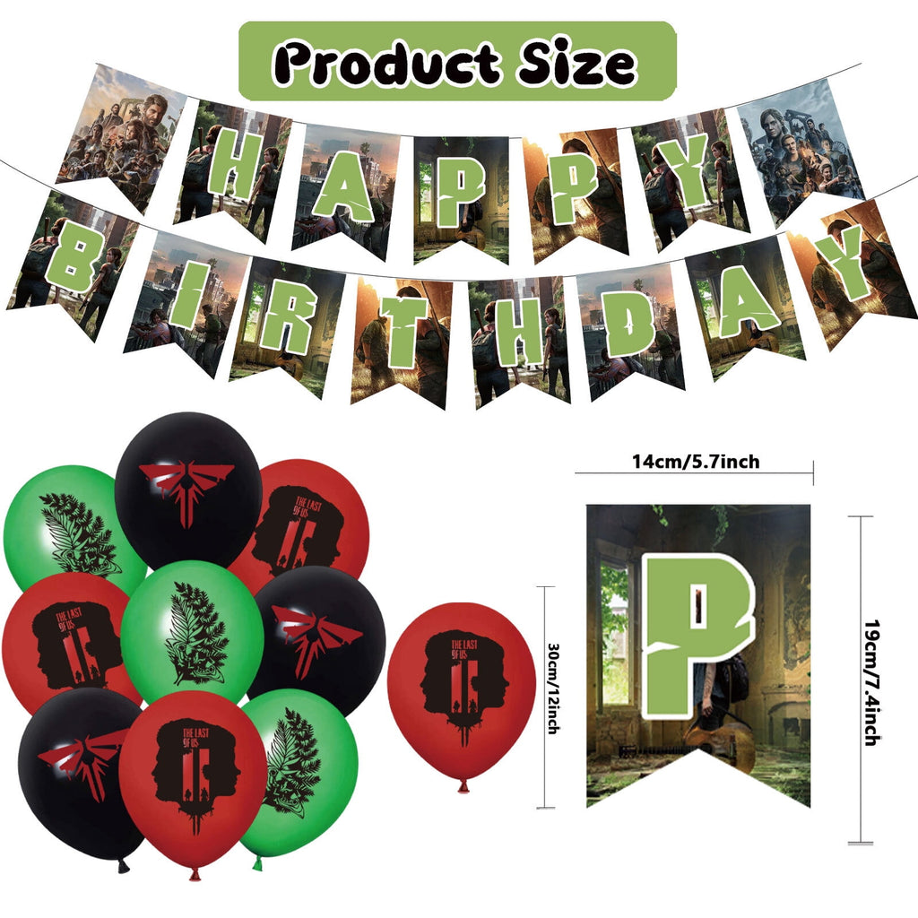 32 Pcs For The Last of Us Theme Birthday Party Decorations,With 1 Happy Birthday Banner Garland,13 Cupcake Toppers,18 Balloons for Party Decorations