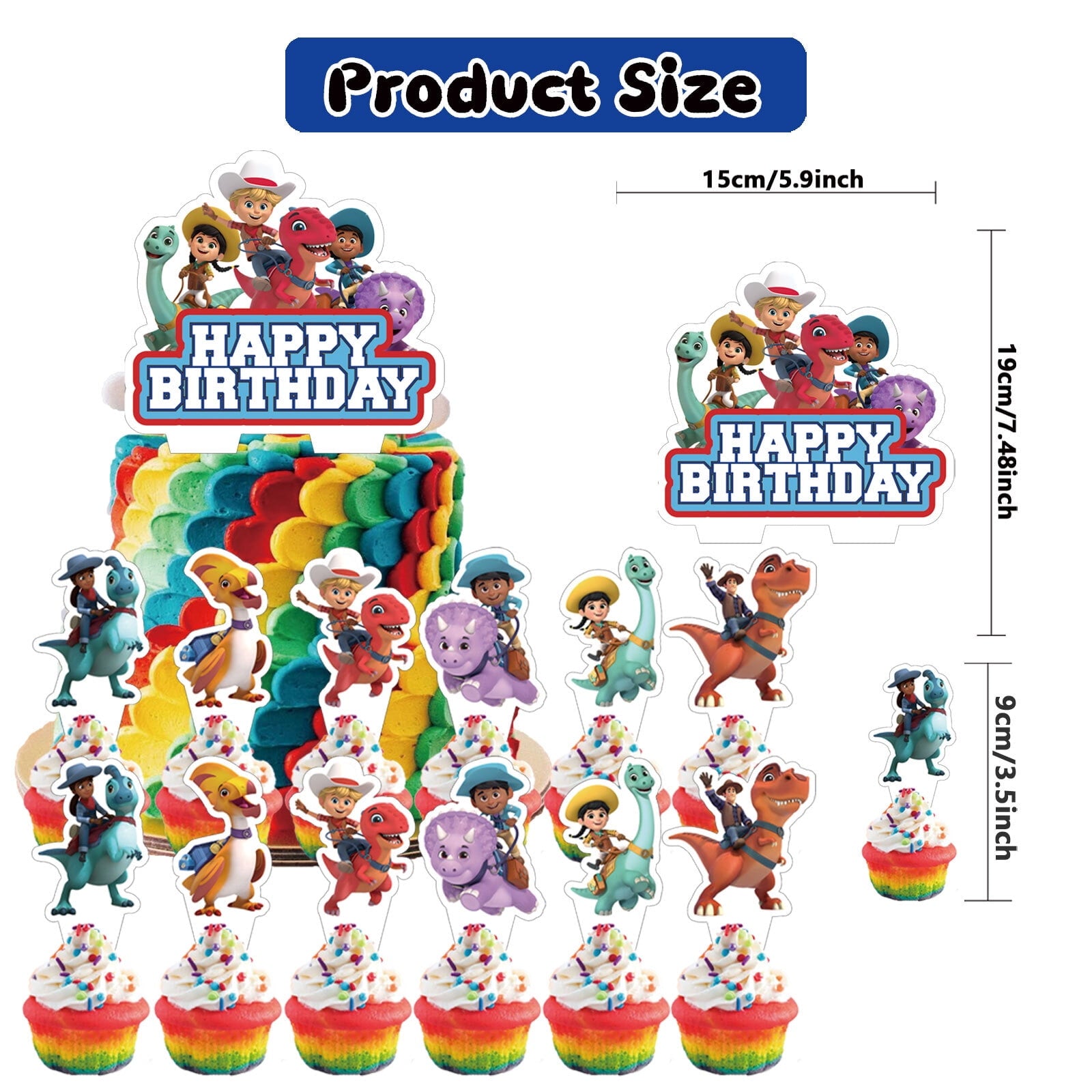 32 Pcs For Dino Ranch Theme Birthday Party Decorations,With 1 Happy Birthday Banner Garland,13 Cupcake Toppers,18 Balloons for Children Party Decorations