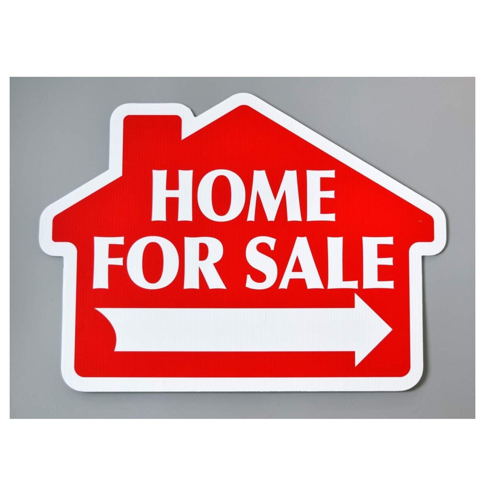 Home For Sale with Arrow Sign Kit, Die Cut House Shape and Yard Stands, Durable Corrugated Coroplast, UV , Real Estate Agent Supplies, 18x24 Signs + Yard Stakes (Red - Home For Sale (1)