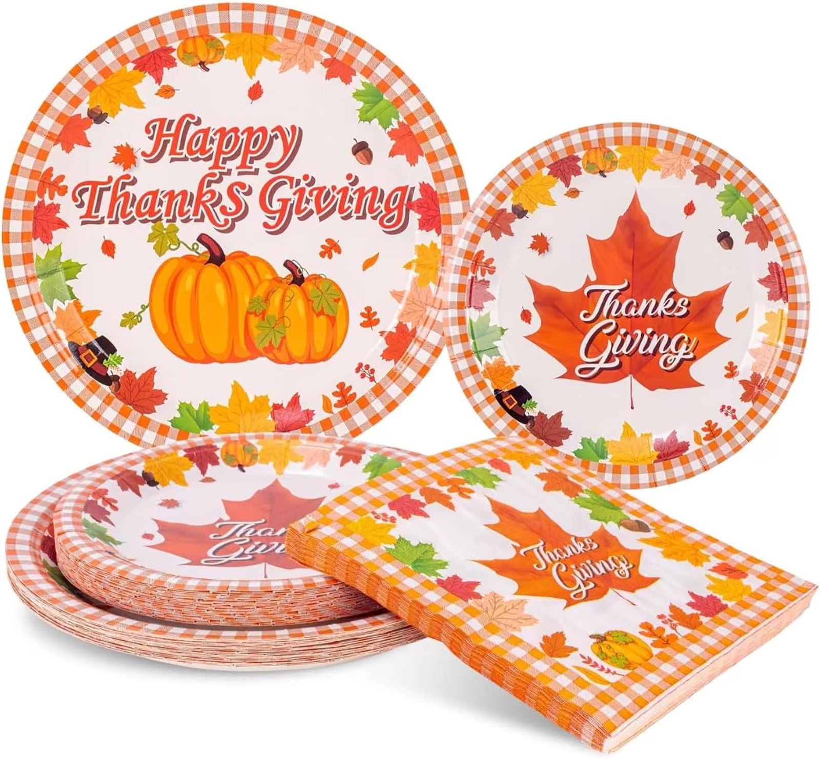 Owis Maple Leaves Disposable Dinnerware Set, Fall, 24 Count