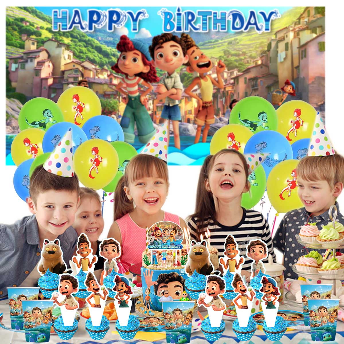 Luca Party Supplies Birthday Plates Balloons Decorations Cake Topper Tableware Banner Backdrop Decor