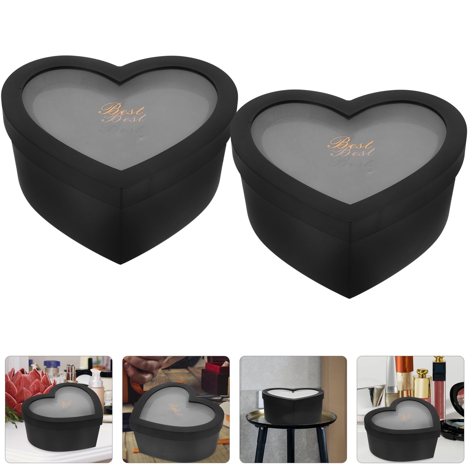 2pcs Heart Flower Wrapping Box Soap Flower Storage Box Flower Arrangement Container
