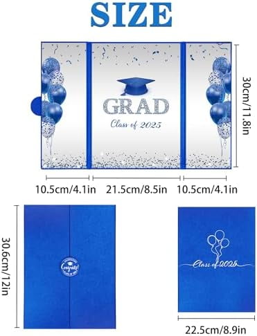 Blue Silver Graduation Party Decorations, Blue Class of 2025 Congratulations Graduates Alternative Signature Guest Book for Men Happy Graduation Gifts Congrats Grad Party Signing Card Board