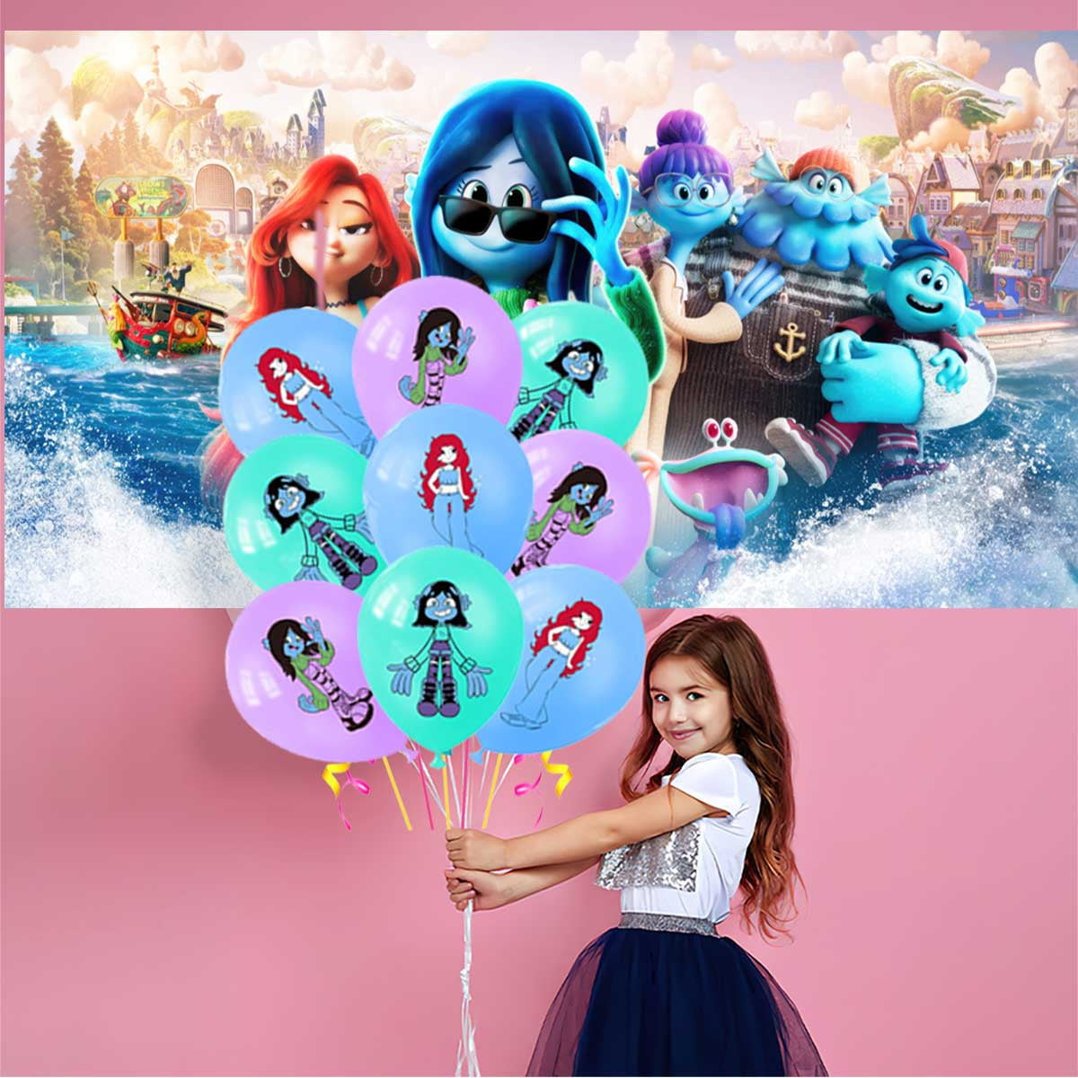 Ruby Gillman Teenage Kraken Party Supplies Balloons Tableware Birthday Decorations Plates Banner Cake Topper Backdrop
