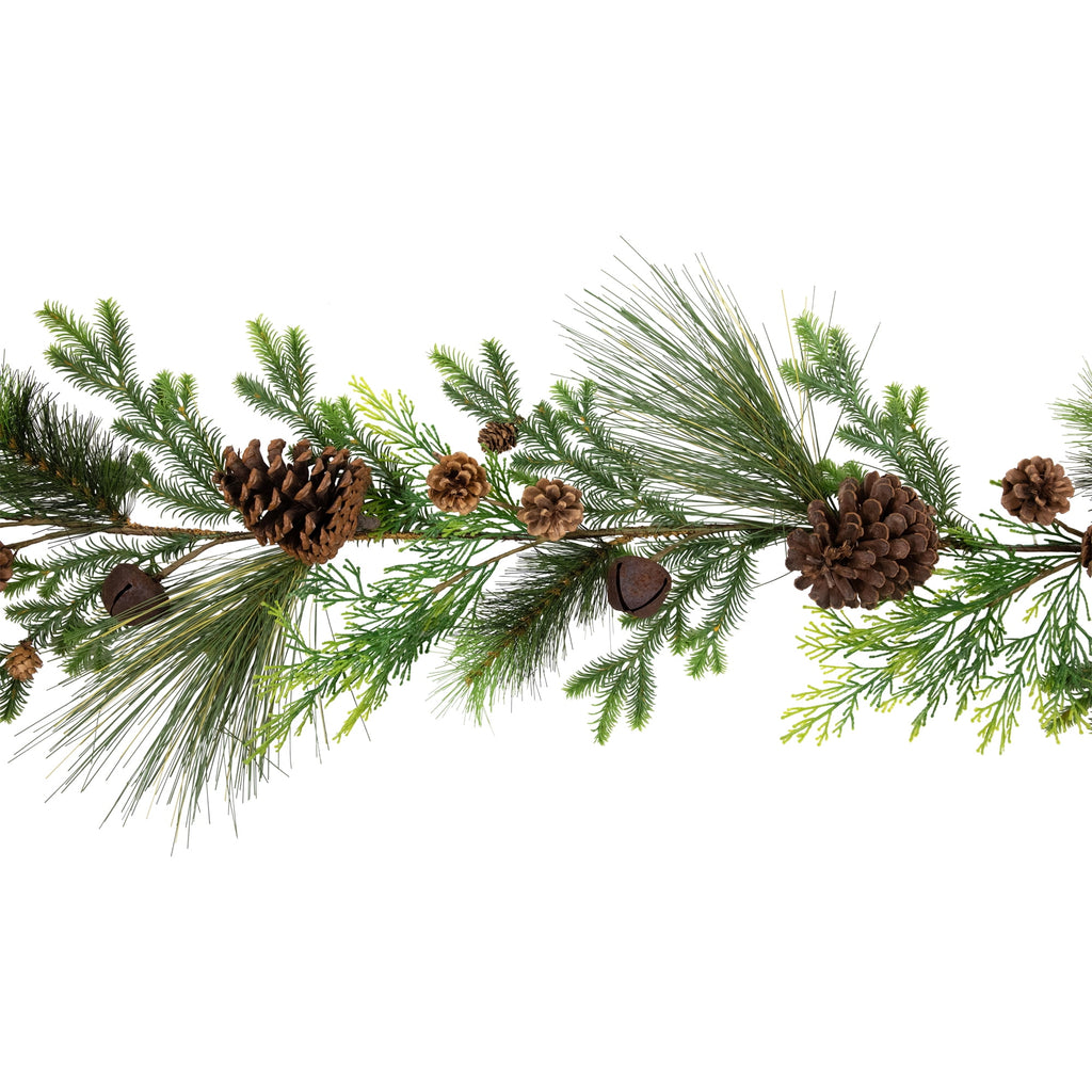 Real Touch?? Jingle Bells and Pinecones Artificial Christmas Garland - 5' x 10" - Unlit