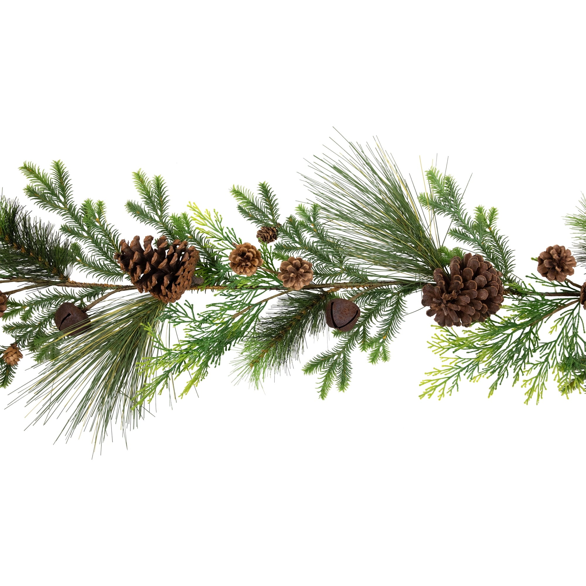 Real Touch?? Jingle Bells and Pinecones Artificial Christmas Garland - 5' x 10" - Unlit
