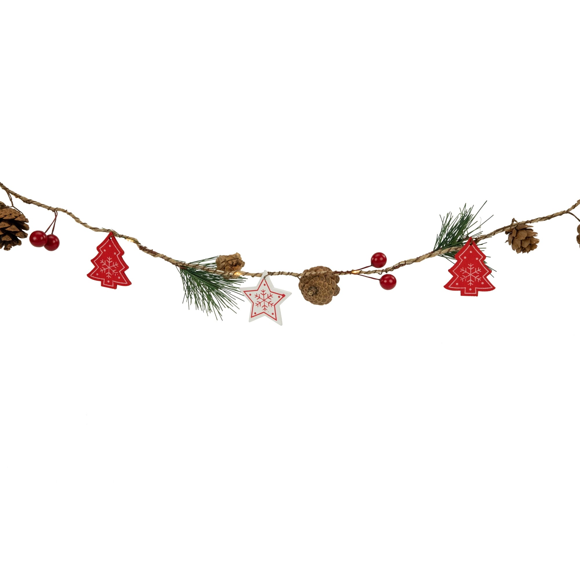 Northlight Pre-Lit Battery Operated Stars and Trees Christmas Garland - 6' - Warm White