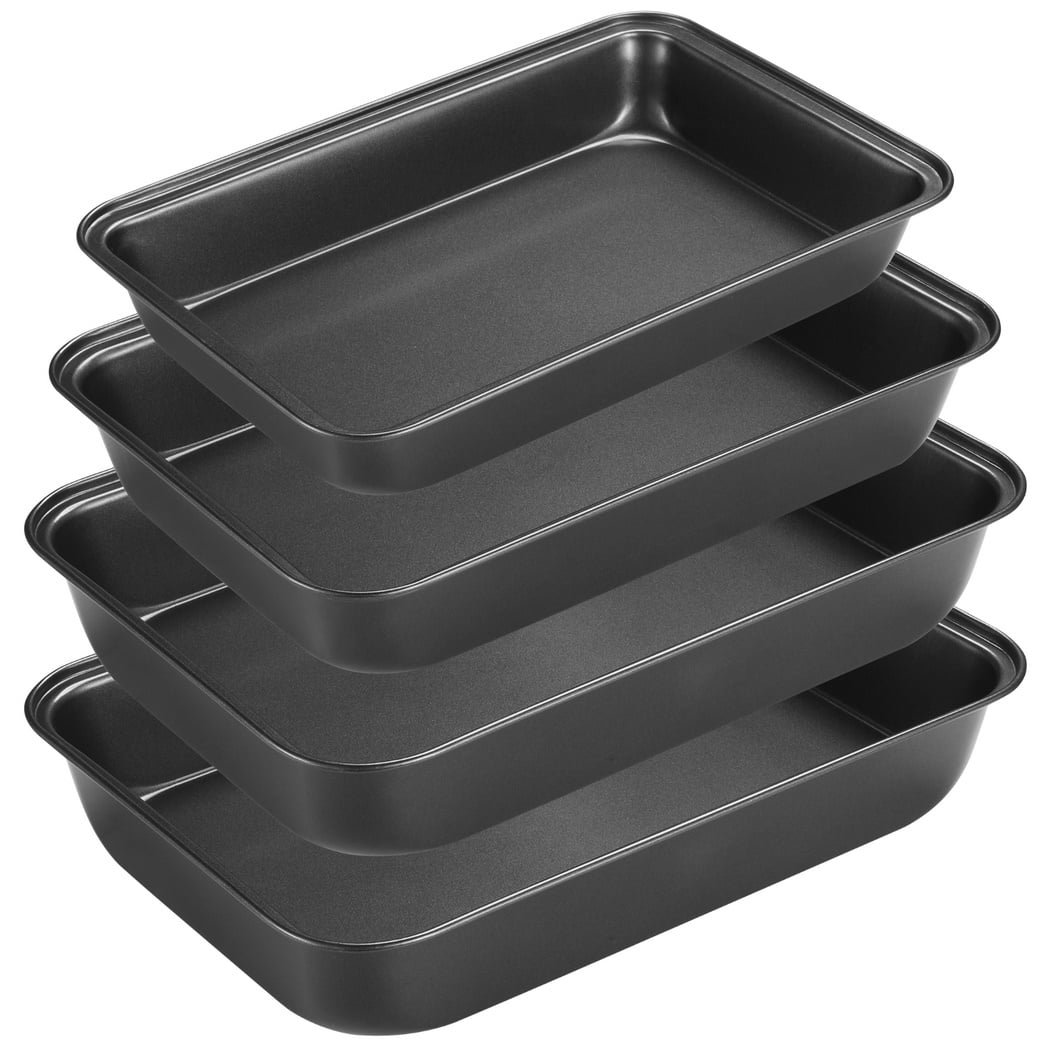 4PCS Non-stick Oven Tray, Carbon Steel Baking Trays, Deep Oven Tray Set, Roasting Tins Ovenware, Rectangle Baking Cookie Sheet, Cooking and Baking Pans, Dishwasher Safe