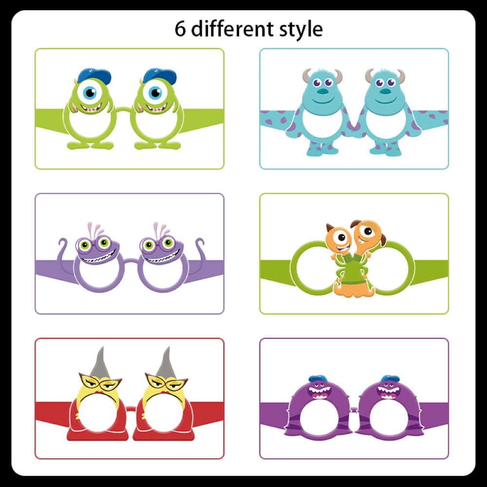 12PCS Monster University Themed Party Glasses Supplies Decoration, Fun Kids Party Favors，Dress Up Masks Photo Booth Prop，Cartoon Character Cosplay Decor