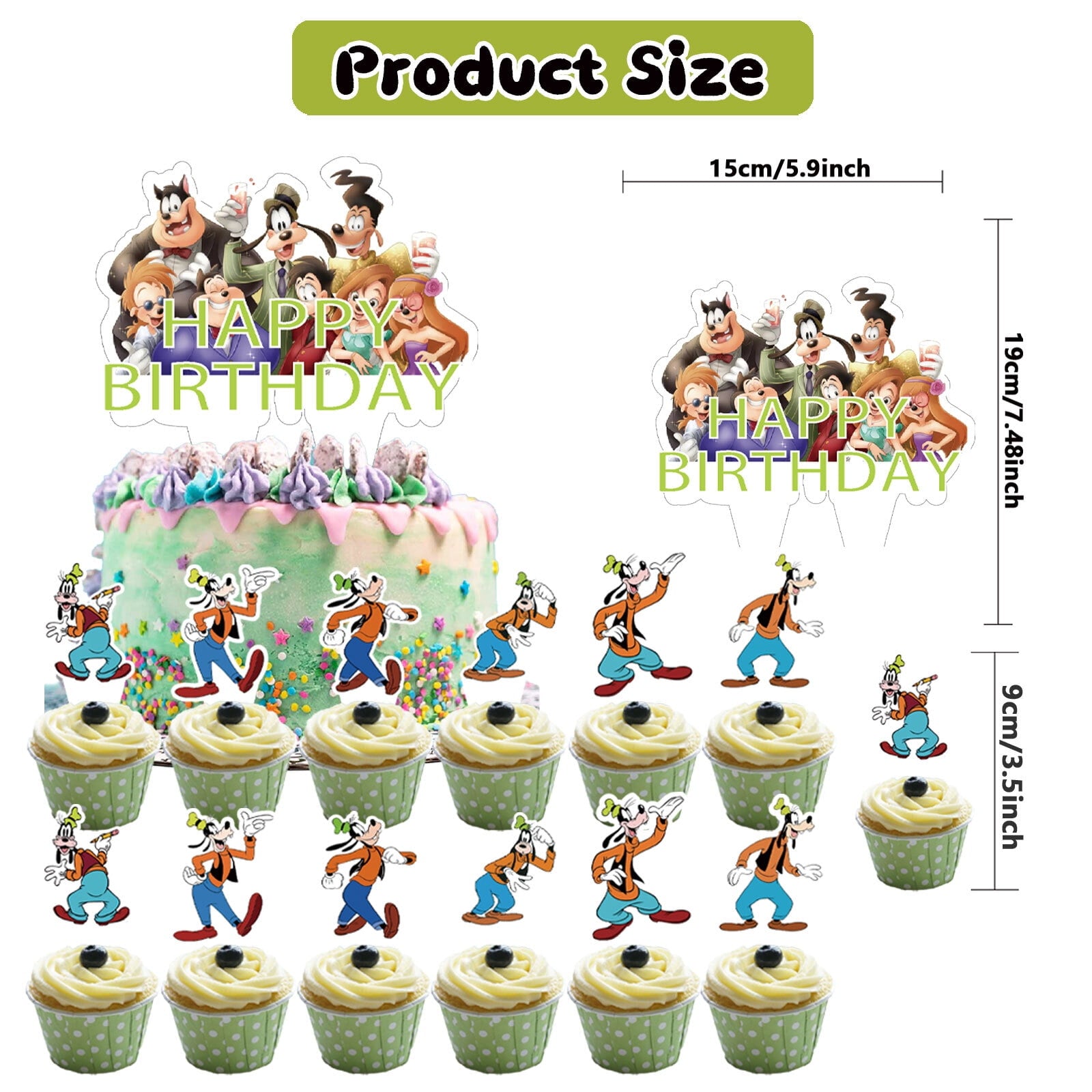32 Pcs For A Goofy Movie Theme Birthday Party Decorations,With 1 Happy Birthday Banner Garland,13 Cupcake Toppers,18 Balloons for Party Decorations