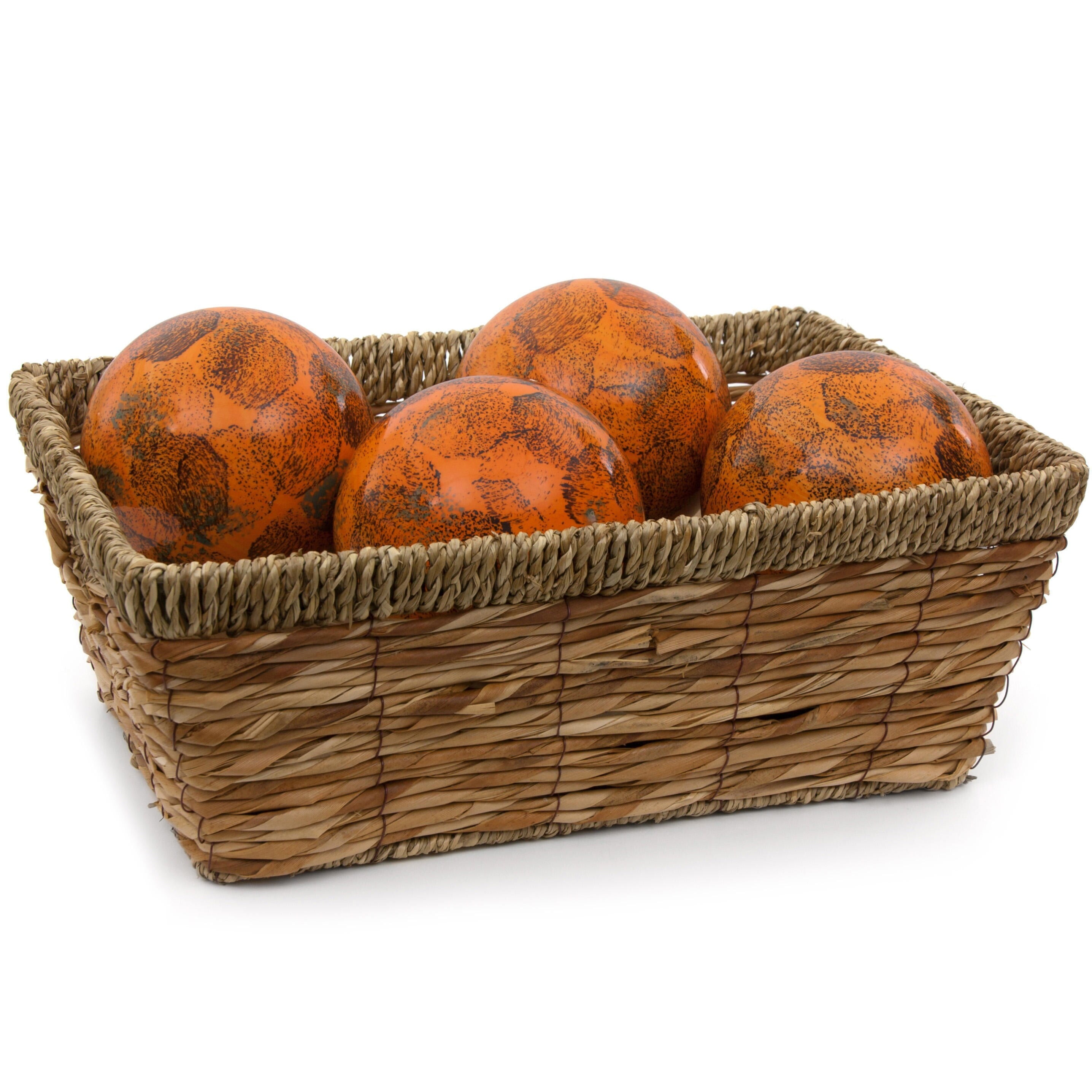 Oriental Furniture 4" Sponged Light Orange Porcelain Ball Set, decorative piece, centerpiece, all season, any occasion