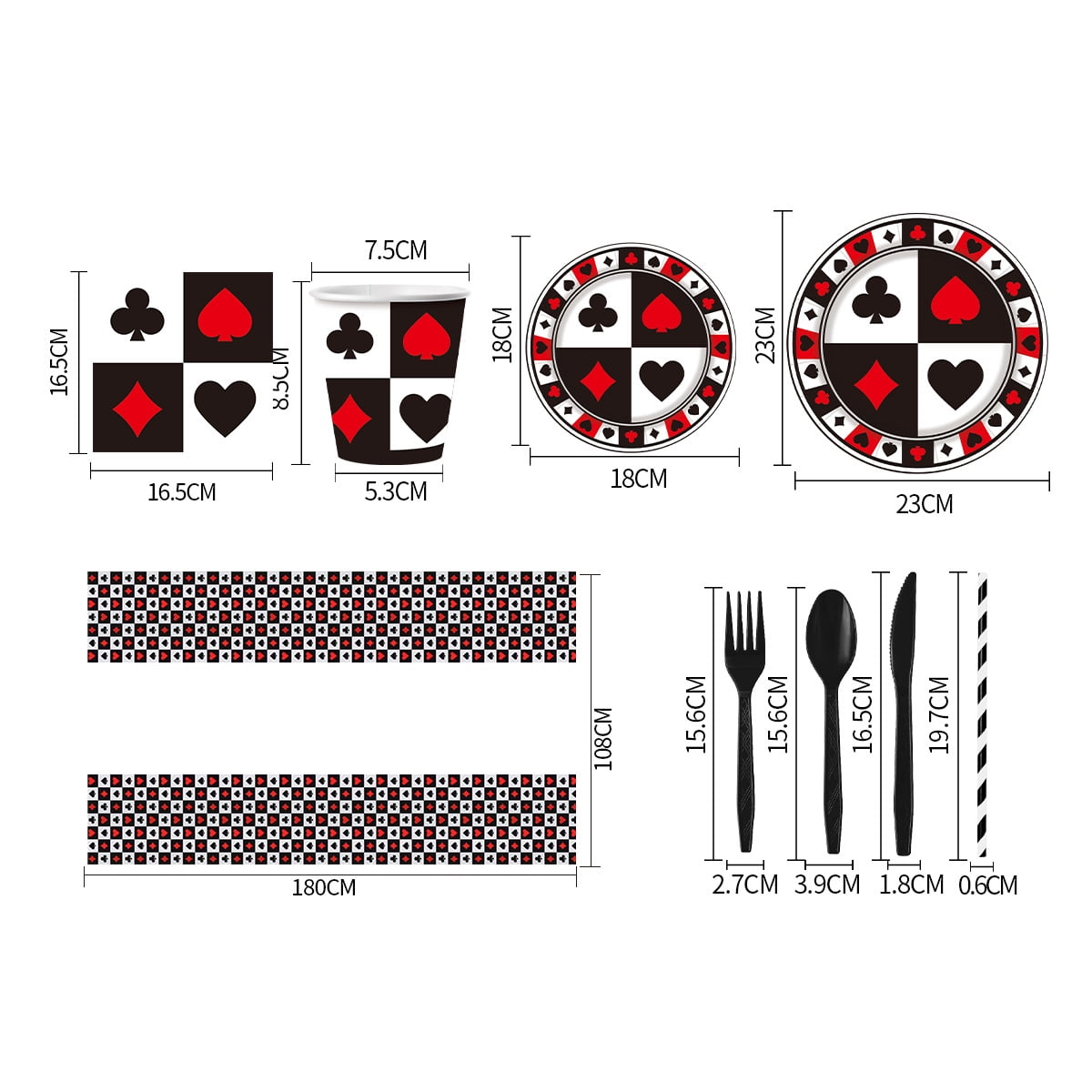 81/91 Pcs Casino Party Supplies Poker Tableware Set 7"/9”Poker Paper Plates and Casino Napkins Fork for Casino Night Poker Game Themed Poker Card Playing Club Heart Casino Birthday Party Decorations