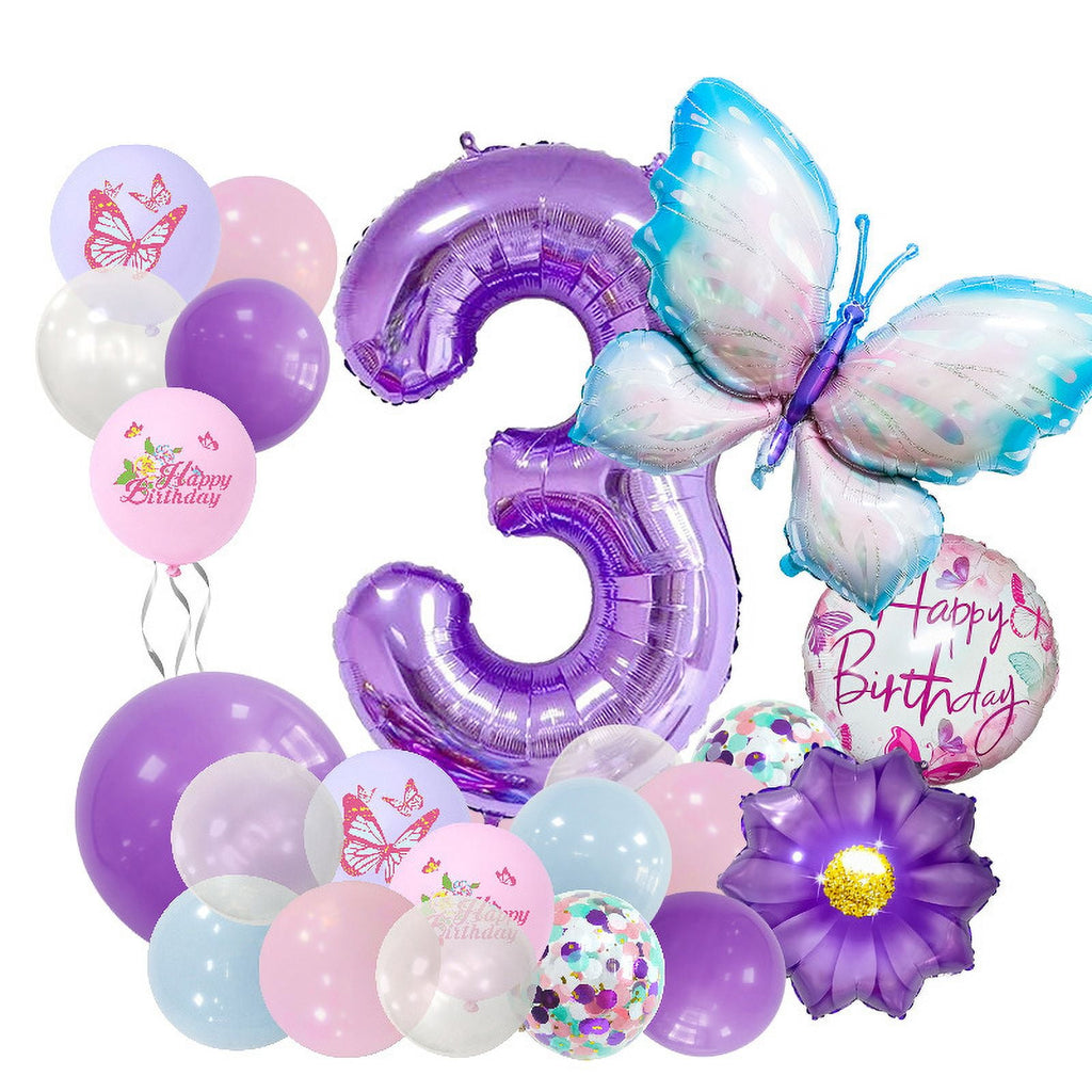 Purple Butterfly Number Balloon Set 1 2 3 4 5 6 7 8 9 Purple Number Children Birthday Party Decorative Balloons Wholesale (6)